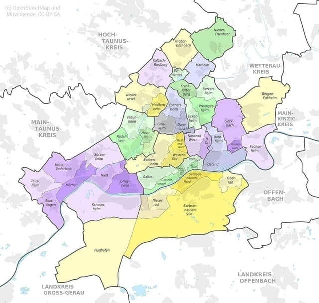 Frankfurt neighborhoods map