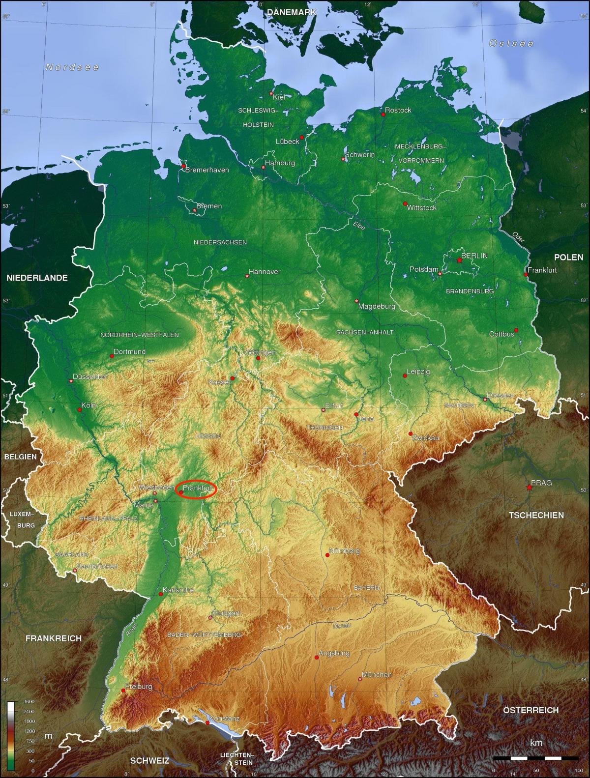 Frankfurt elevation map